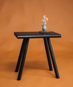 Oak wood black stool