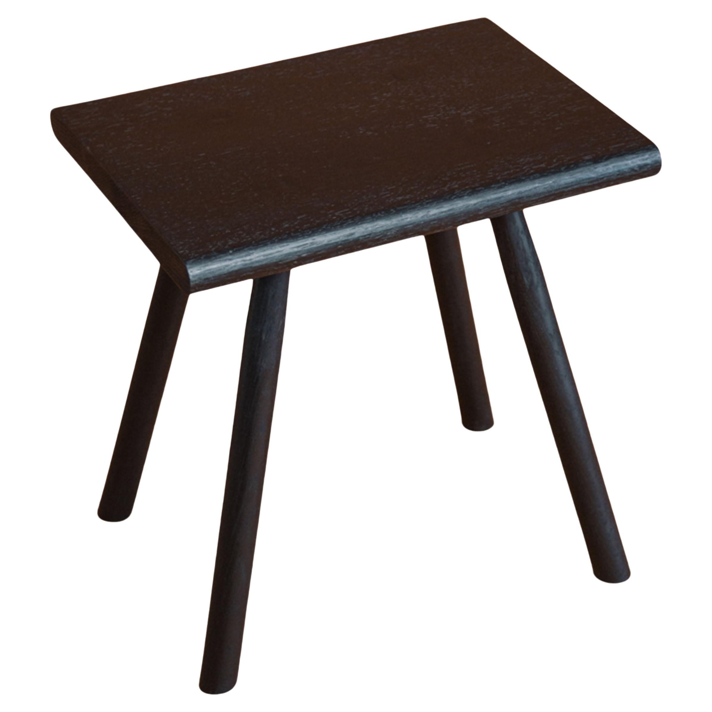 Oak wood black stool For Sale