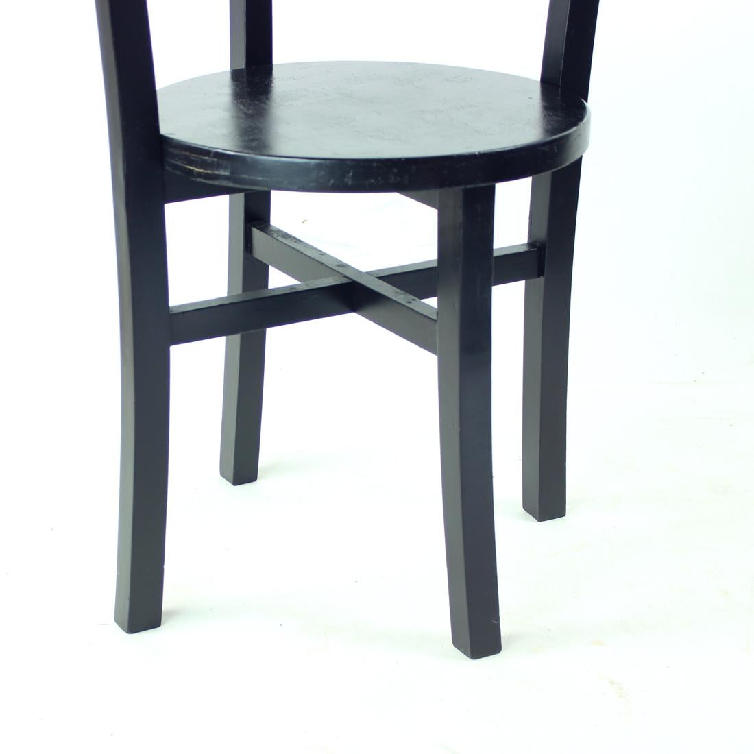 Black Interwar Period Oak Club Armchair, Czechoslovakia 1930s For Sale 5