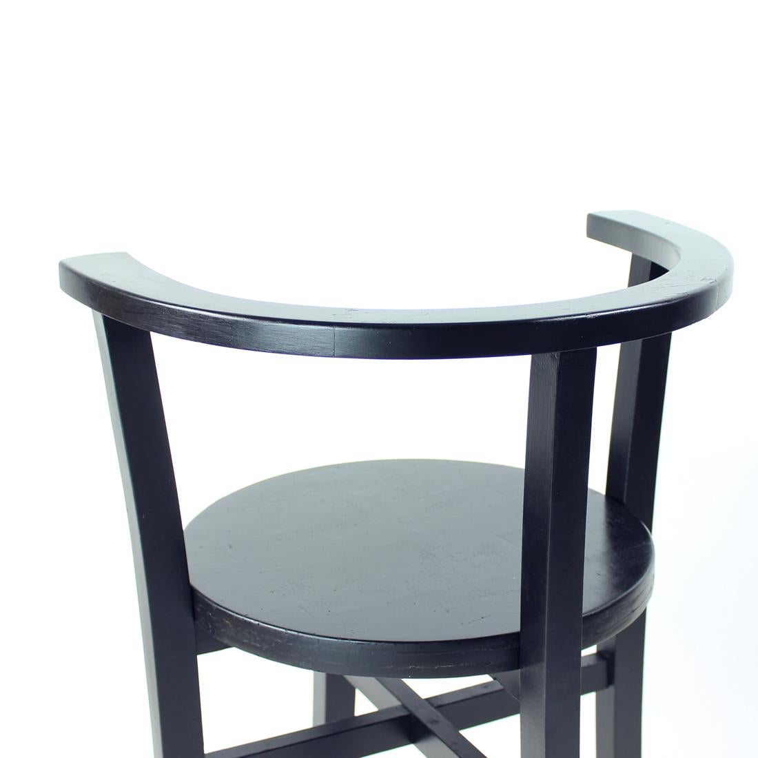Painted Black Interwar Period Oak Club Armchair, Czechoslovakia 1930s For Sale