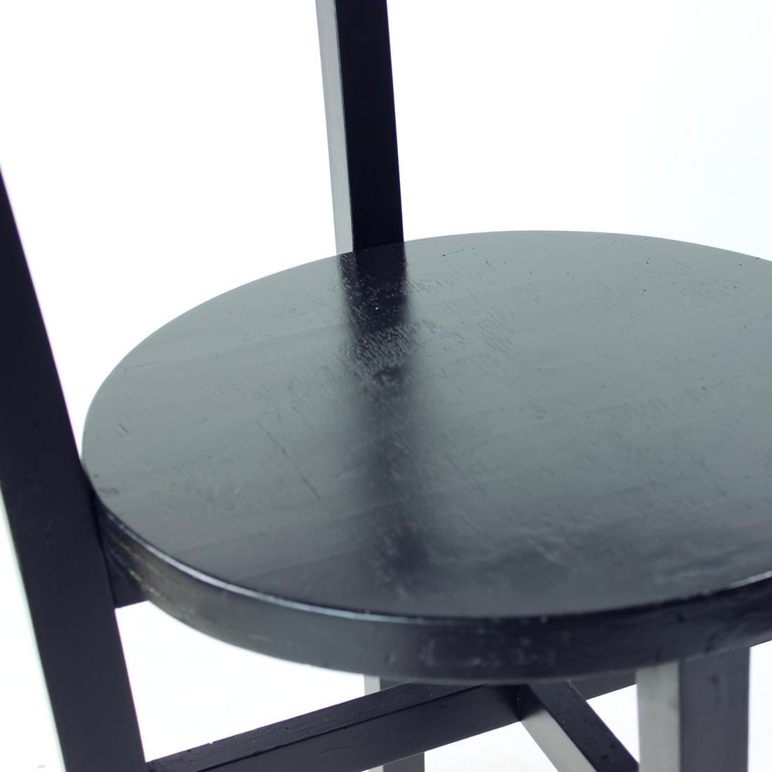 Black Interwar Period Oak Club Armchair, Czechoslovakia 1930s For Sale 3