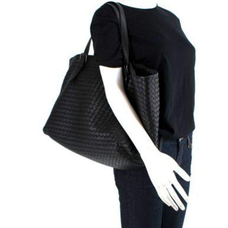 Black Intrecciato leather tote bag For Sale 4