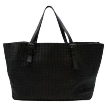 Black Intrecciato leather tote bag For Sale