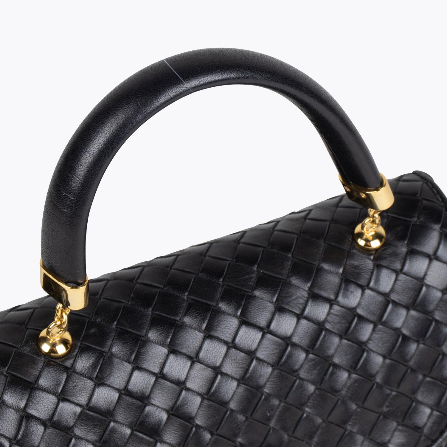 Black Intrecciato Nappa Leather Bottega Veneta Top Crossbody Bag For Sale 1