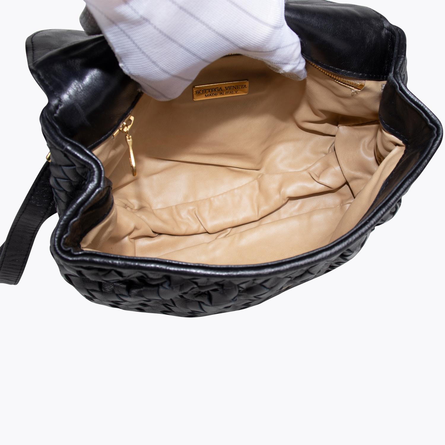 Black Intrecciato Nappa Leather Bottega Veneta Top Crossbody Bag For Sale 3
