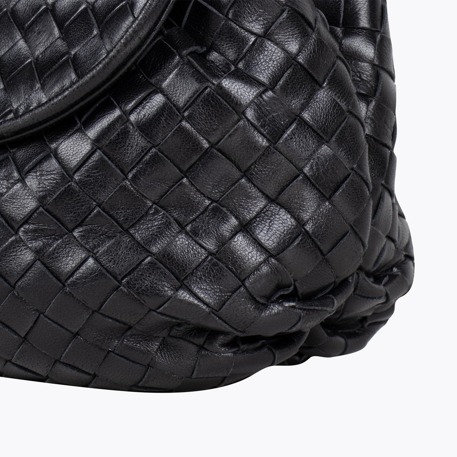 Black Intrecciato Nappa Leather Bottega Veneta Top Crossbody Bag For Sale 5