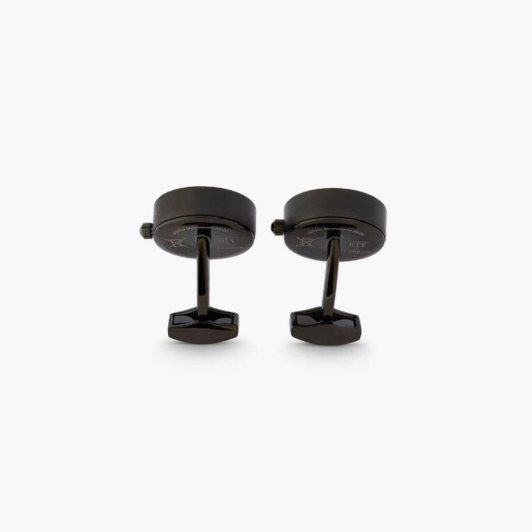 ROTONDO GUILLOCHÉ ROSE STAINLESS STEEL CUFFLINKS WITH WHITE MOTHER OF PEARL