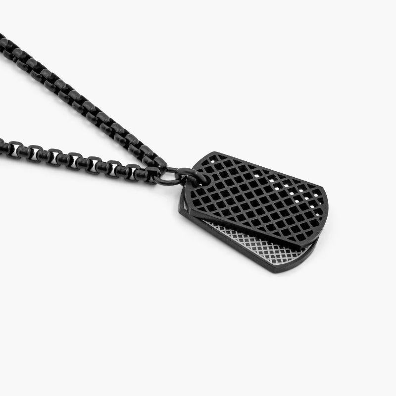 Black IP Plated Stainless Steel RT Elements Dog Tag Necklace In New Condition For Sale In Fulham business exchange, London