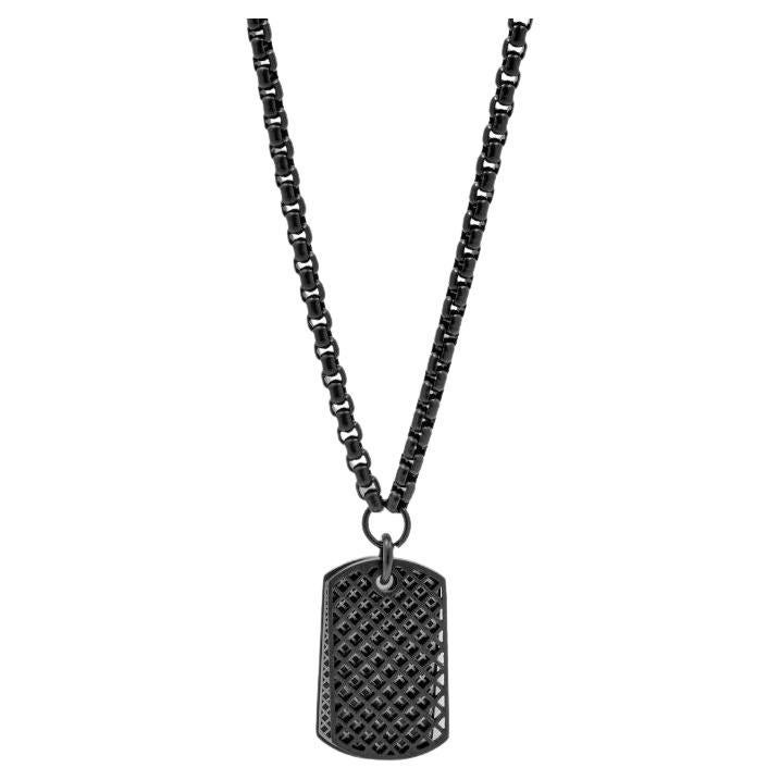 Black IP Plated Stainless Steel RT Elements Dog Tag Necklace For Sale