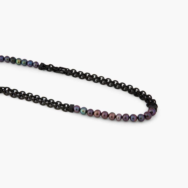 Black IP Stainless Steel Catena Isaac Necklace with Black Pearls

This stylish necklace combines freshwater pearls with steel chains for a contemporary look. It uses a combination of double chains and the signature Tateoassian logo component to