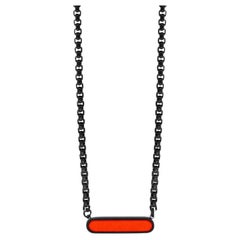Halskette aus schwarzem IP-Edelstahl RT Elements mit Karneol