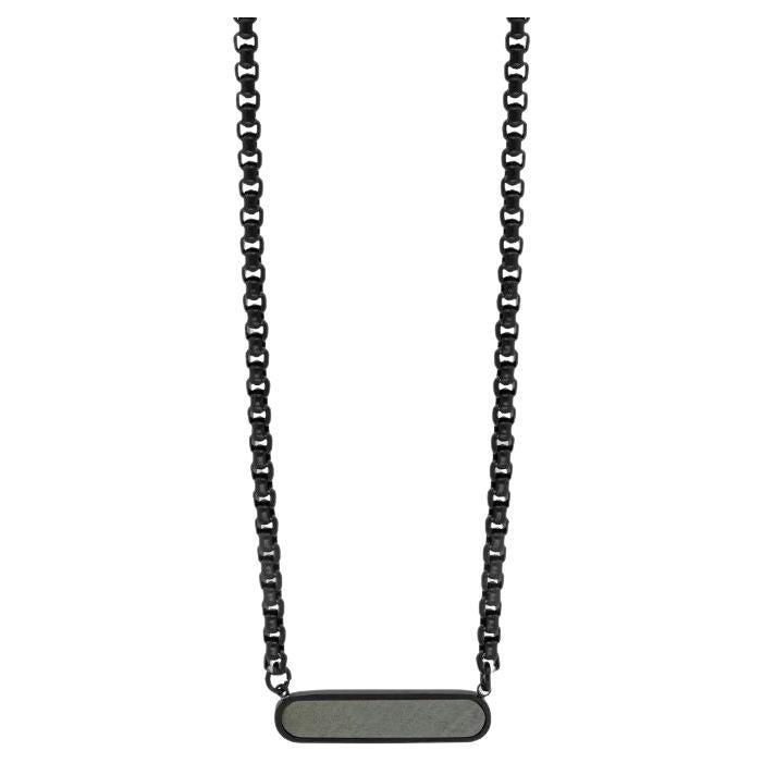 Schwarze IP-Edelstahl RT Elements Halskette mit Hämatit im Angebot