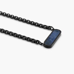 Black IP Stainless Steel RT Elements Necklace with Sodalite