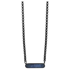 Black IP Stainless Steel RT Elements Necklace with Sodalite
