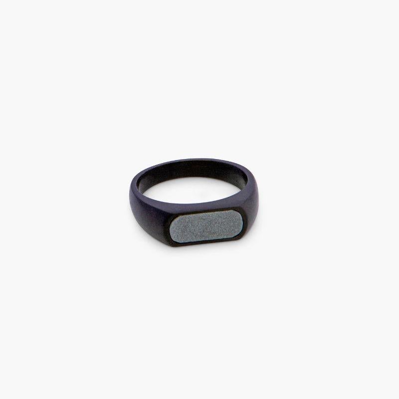 Black IP Stainless Steel RT Signet Ring with Hematite, Size L

This signet ring, is upgraded to a slim style that is perfect for stacking. This ring is made from brushed black IP plated stainless steel and set with a hematite semi-precious