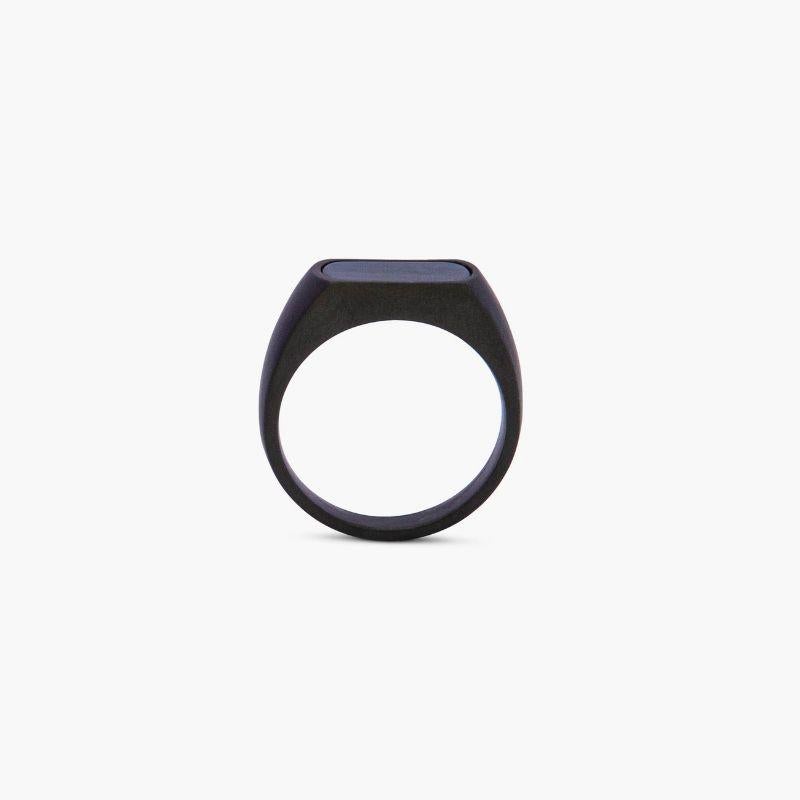 Black IP Stainless Steel RT Signet Ring with Sodalite, Size M In New Condition For Sale In Fulham business exchange, London