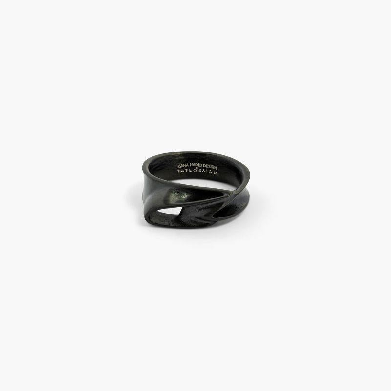 ZAHA HADID DESIGN Black IP stainless steel Tyne ring Size L In New Condition For Sale In Fulham business exchange, London