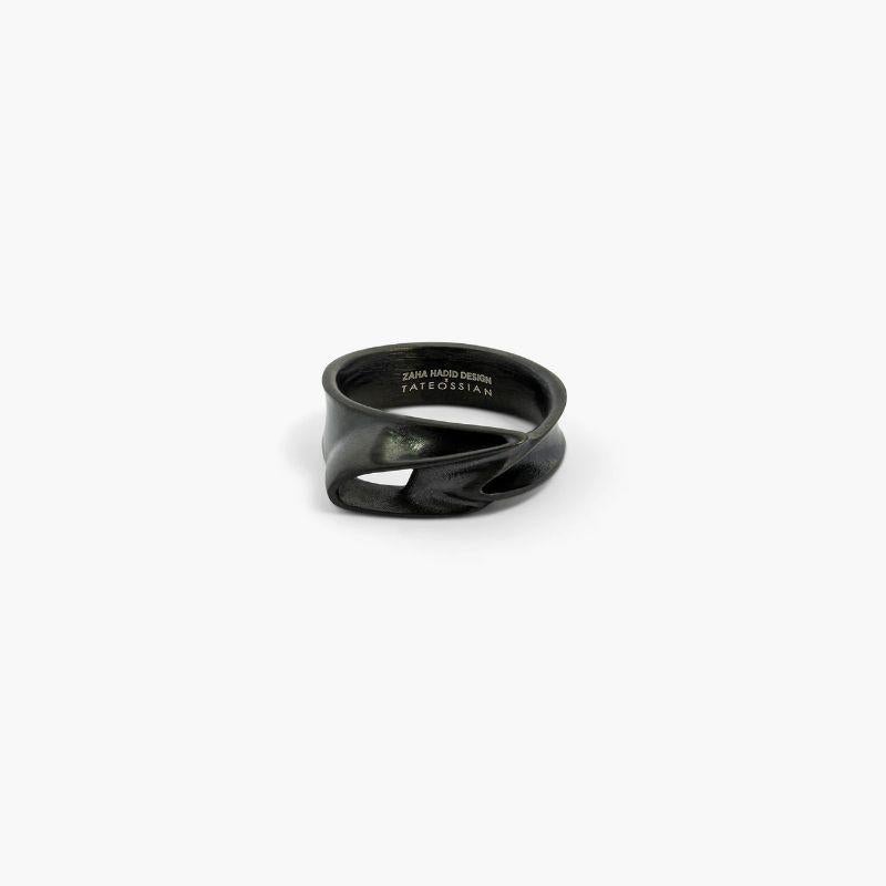 Women's Black IP Stainless Steel Tyne Ring, Size M For Sale
