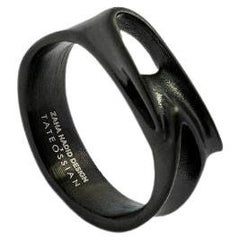 Black IP Stainless Steel Tyne Ring, Size M