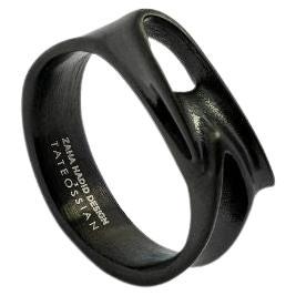Black IP Stainless Steel Tyne Ring, Size M For Sale