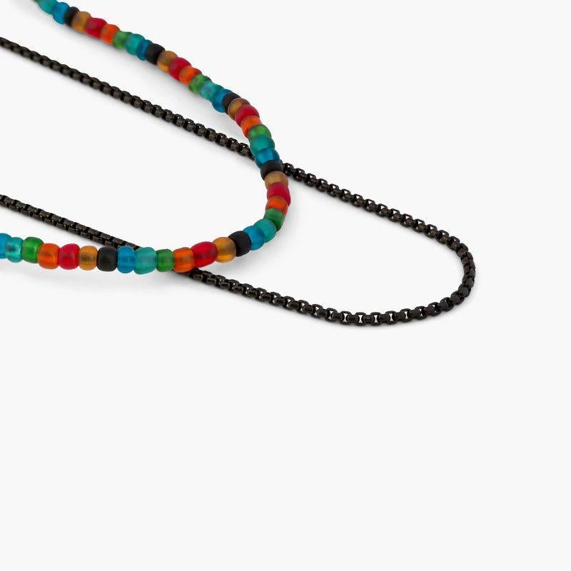 Black IP Stainless Steel Vetro Catena Necklace with Recycled Glass Beads

Perfect for an easy yet fashionable layered look, this necklace combines a chain with colourful glass beads. These glass beads are recycled from old bottles, melted and dyed