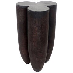 Black Iroko Wood and Burned Steel Senufo Side Table or Stool by Arno Declercq