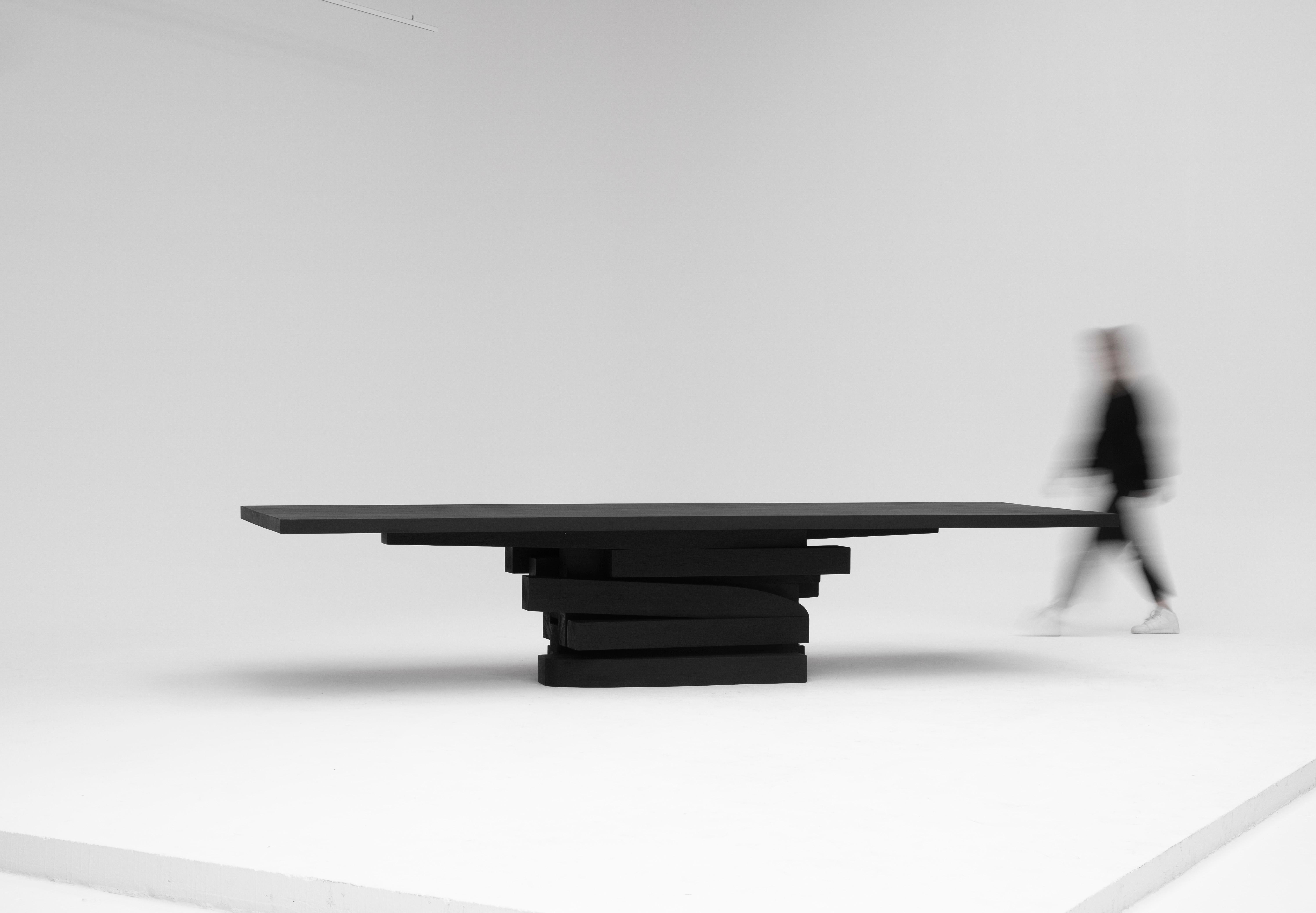 Modern Black Iroko wood Zoumey table 012024 by Arno Declercq For Sale