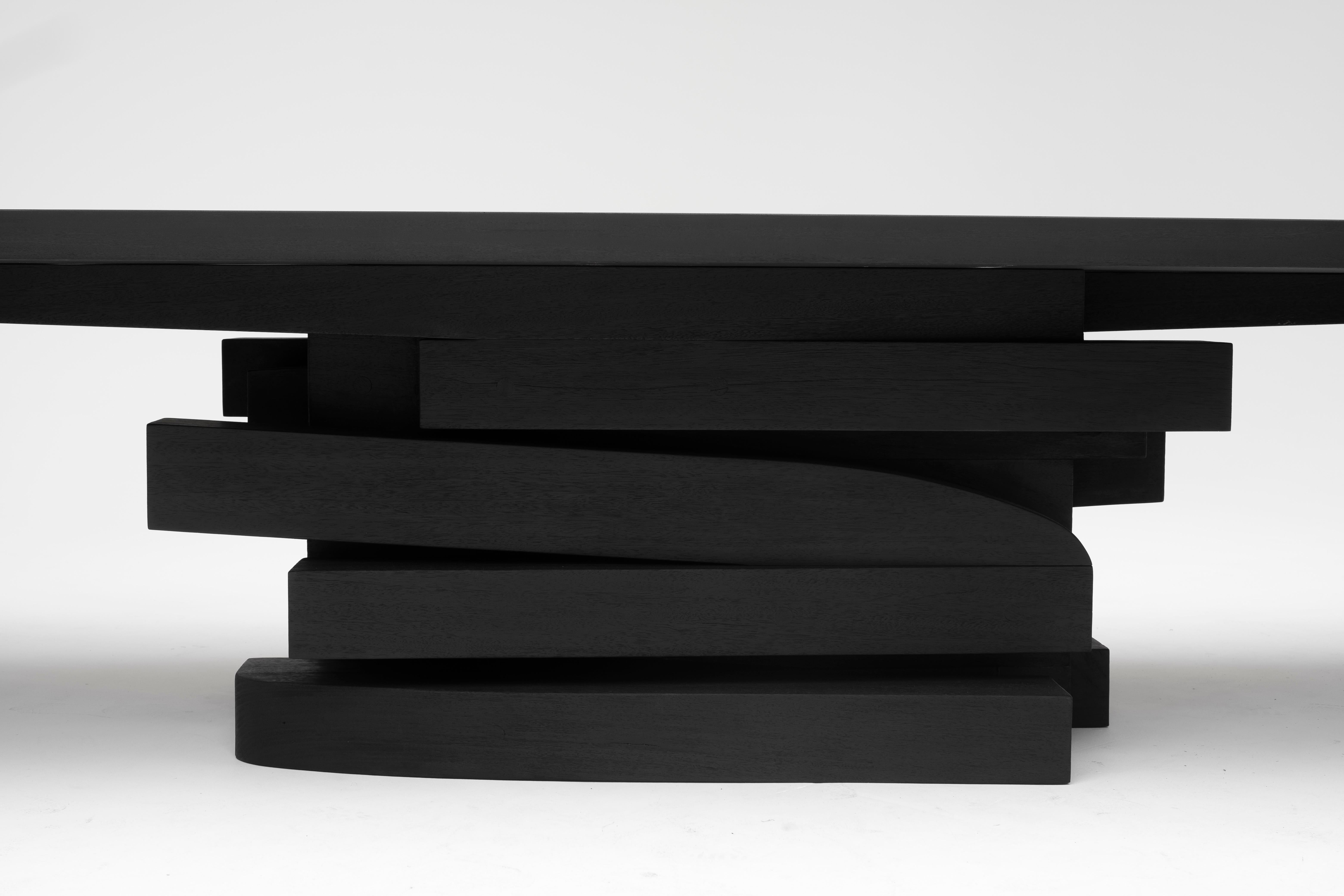Belgian Black Iroko wood Zoumey table 012024 by Arno Declercq For Sale