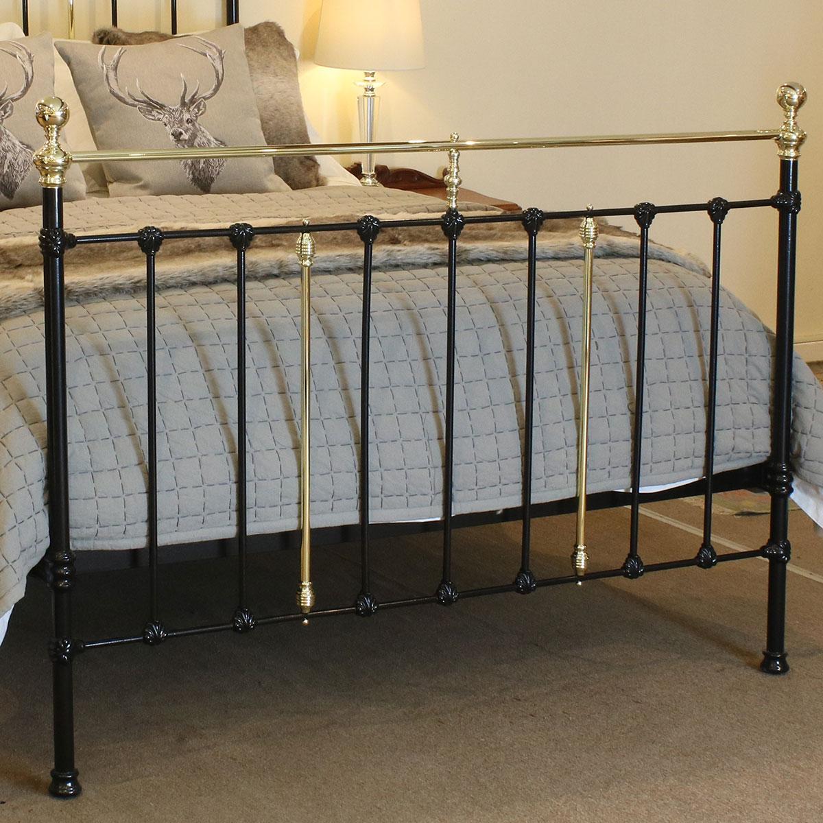 Late 19th Century Black Iron and Brass Antique Bed, MK180