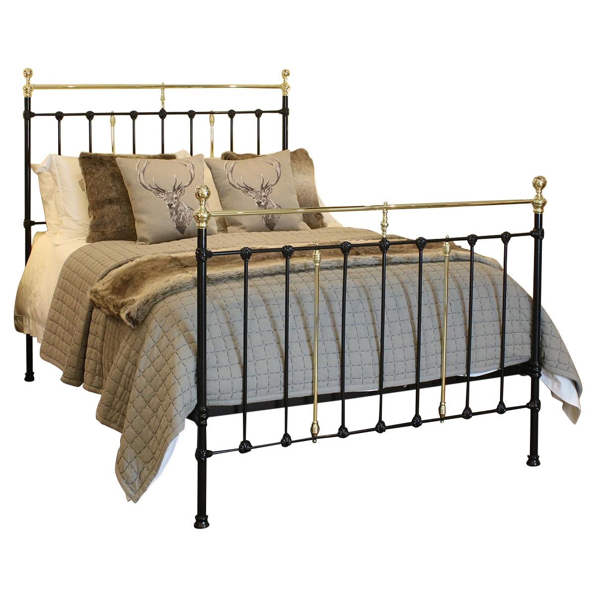Black Iron and Brass Antique Bed, MK180