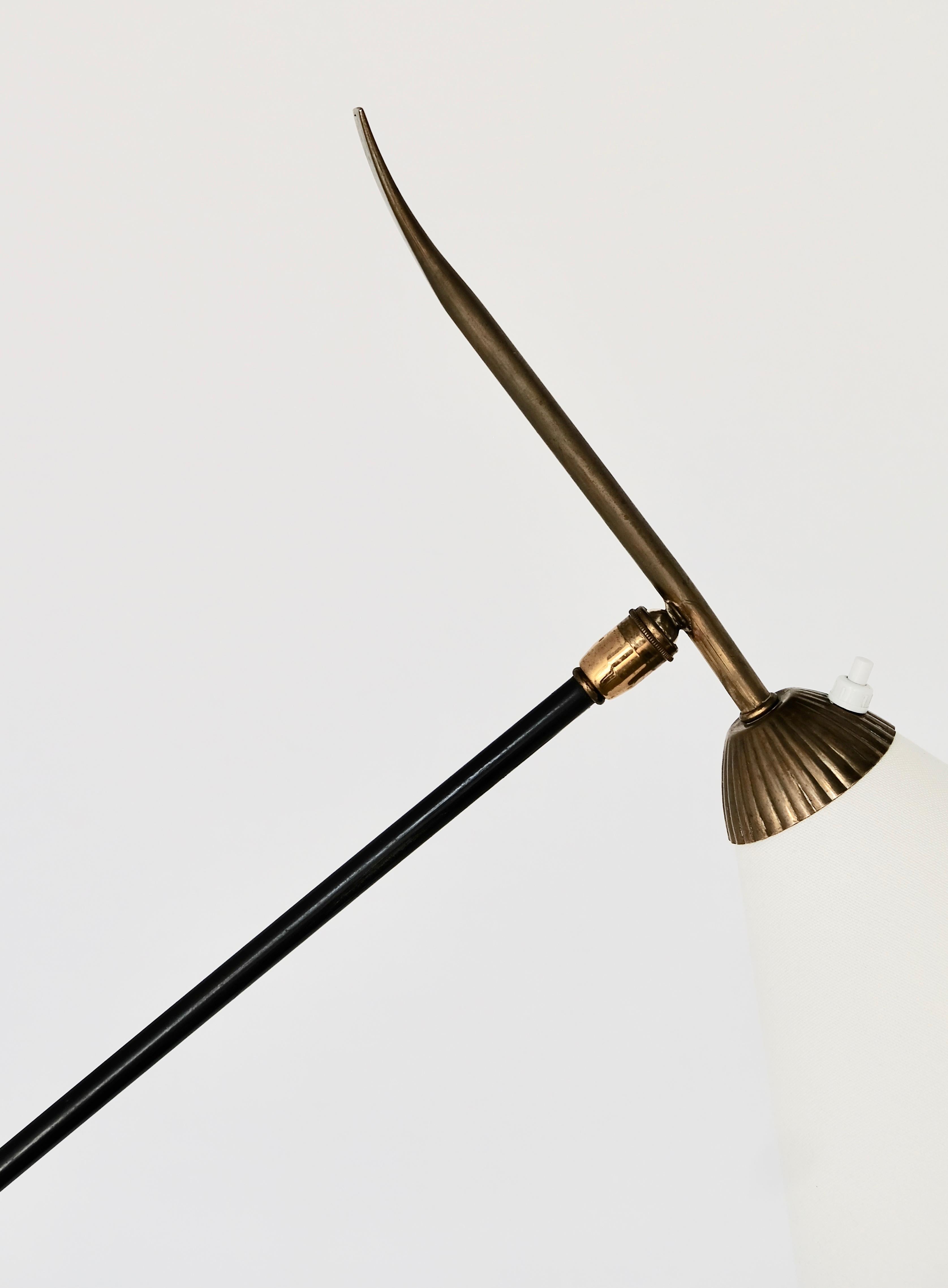 Black Iron and Bronze 1950s Articulated French Floor Lamp 9