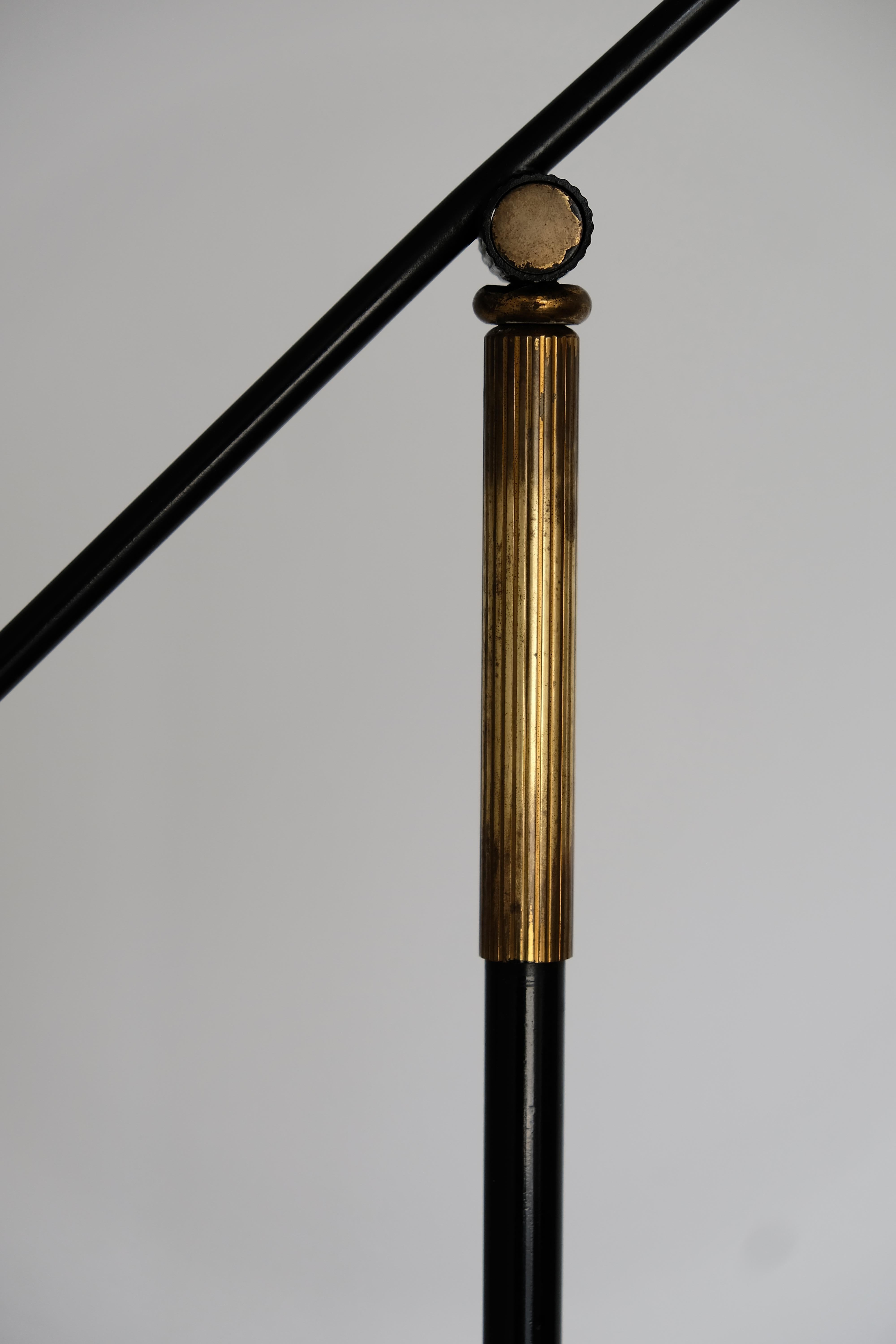 Black Iron and Bronze 1950s Articulated French Floor Lamp 10