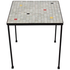 Black Iron and Gray Terrazzo Tile Top Occasional Table, 1950s