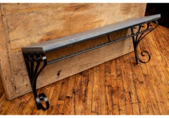 Black Iron And Stone Top Hanging Console