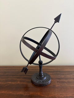Black Iron Armillary Globe Sculpture – Traditional Landscape & Garden Decor