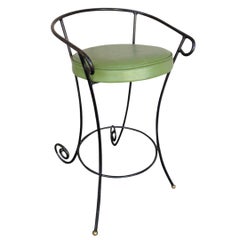 Black Iron Bar Stools W/ Scrolling Accents, Set of Four