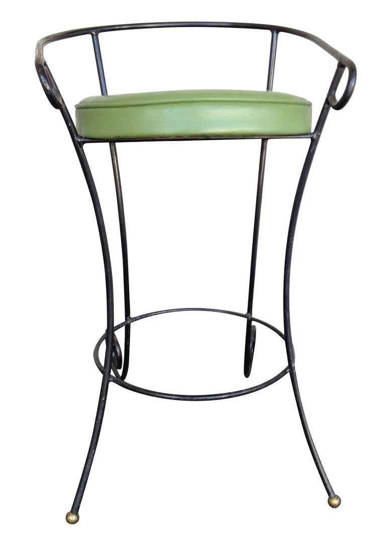 Black Iron Bar Stools W/ Scrolling Accents, Set of Four For Sale at 1stDibs