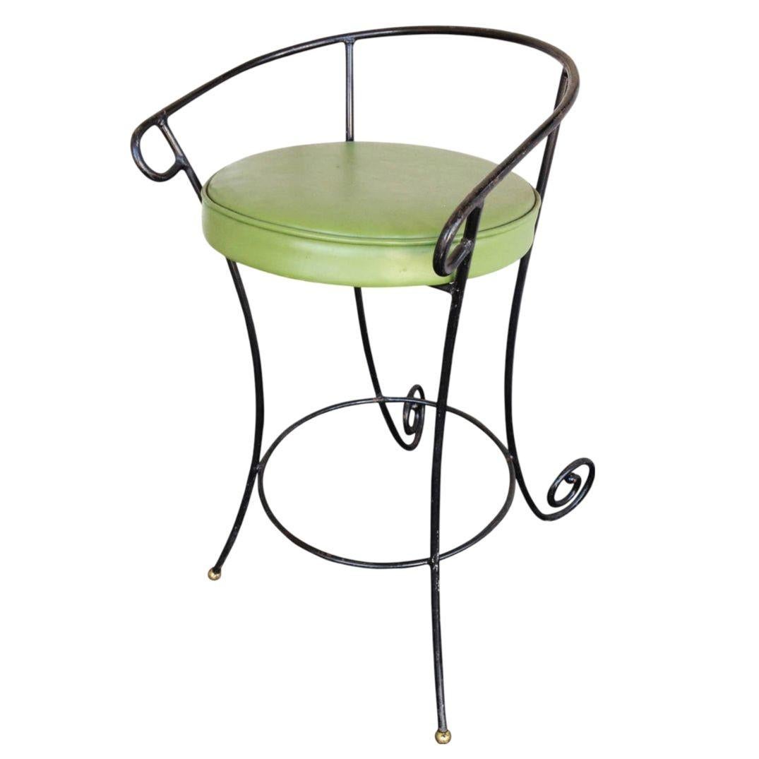 American Black Iron Bar Stools W/ Scrolling Accents, Set of Four