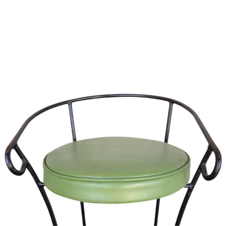Black Iron Bar Stools W/ Scrolling Accents, Set of Four 1
