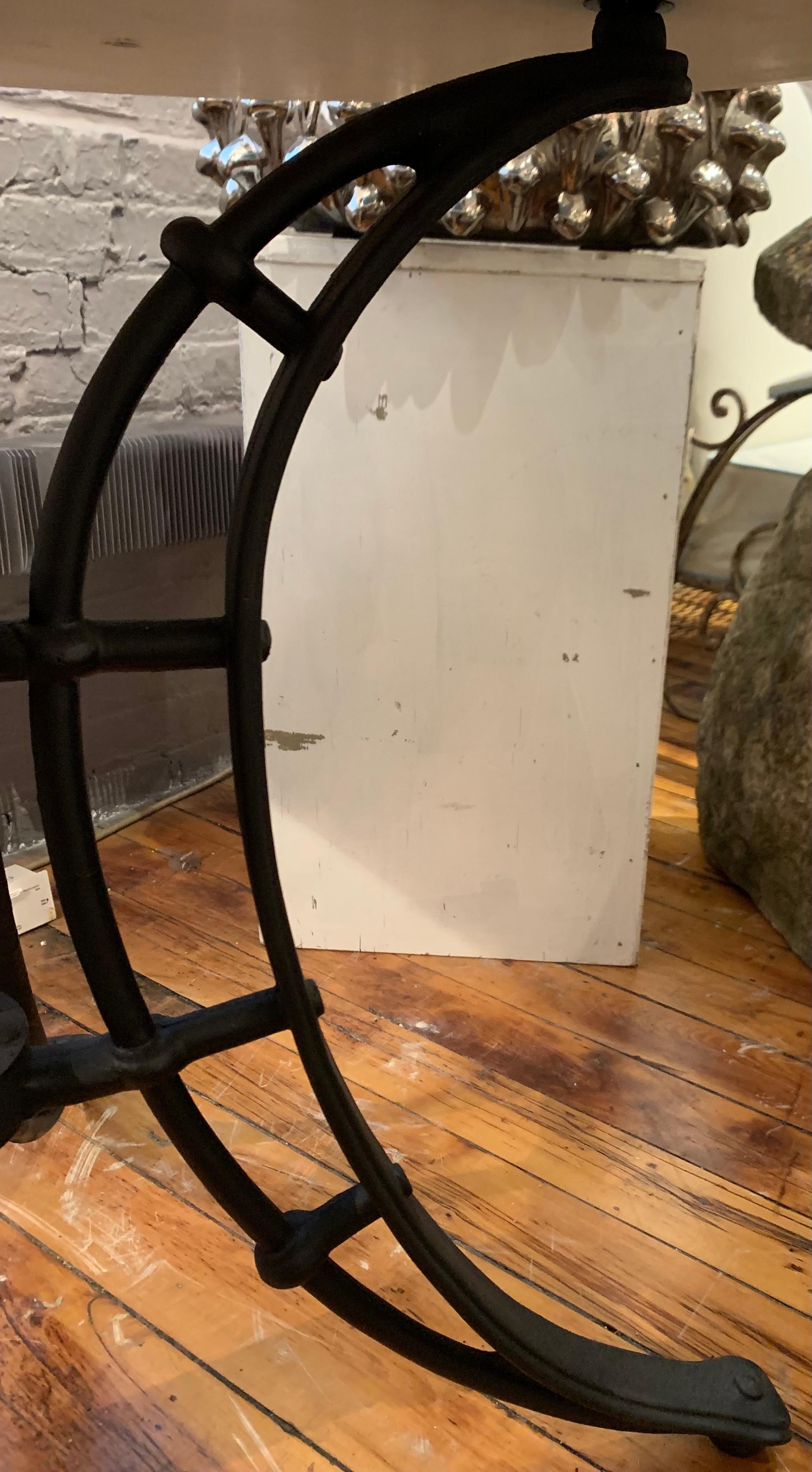Black Iron Base, White Stone Top Side Table, France, 19th Century In Good Condition For Sale In New York, NY