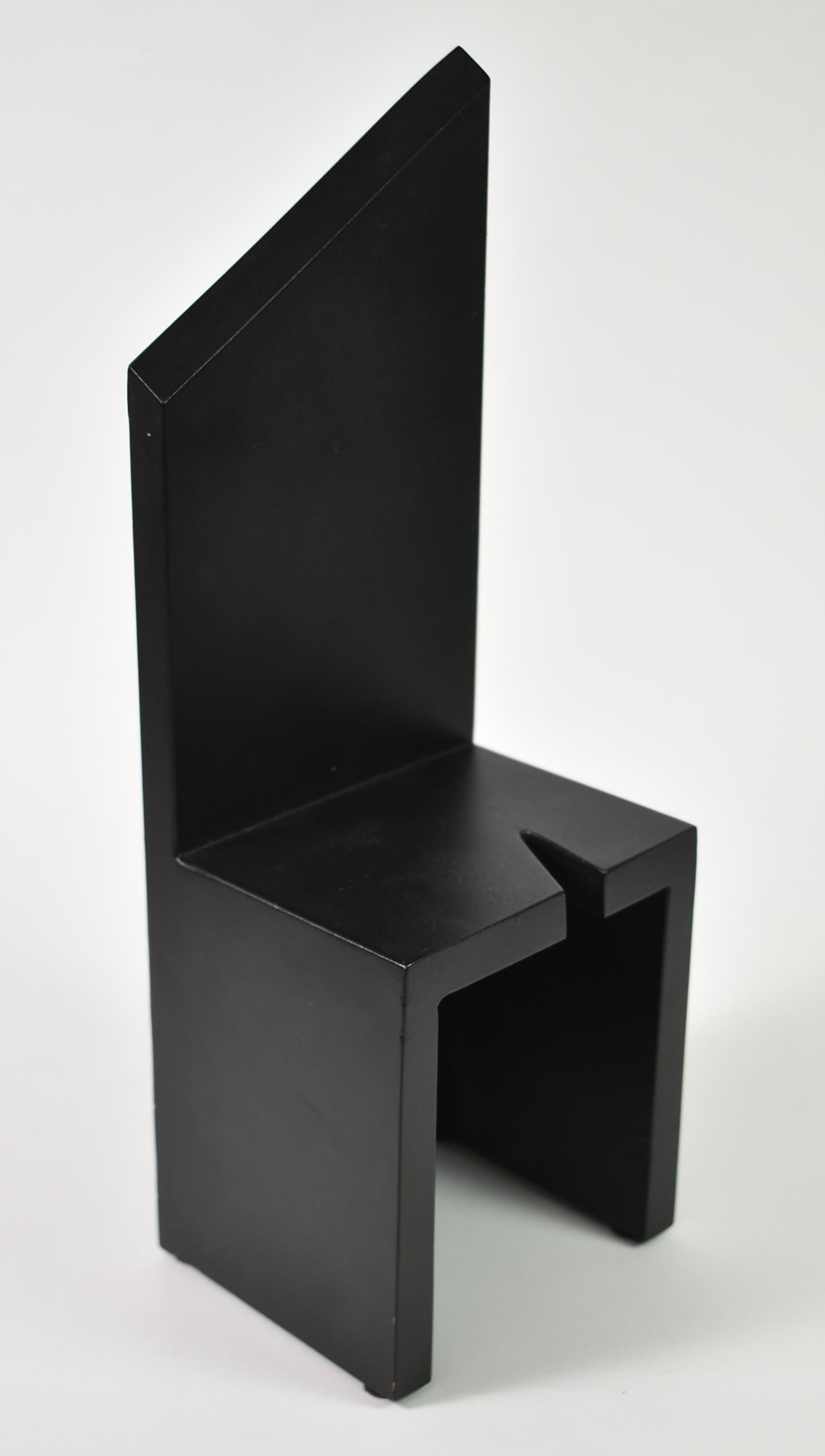 American Black Iron Chair Sculpture by Lois Teicher, 1992 For Sale
