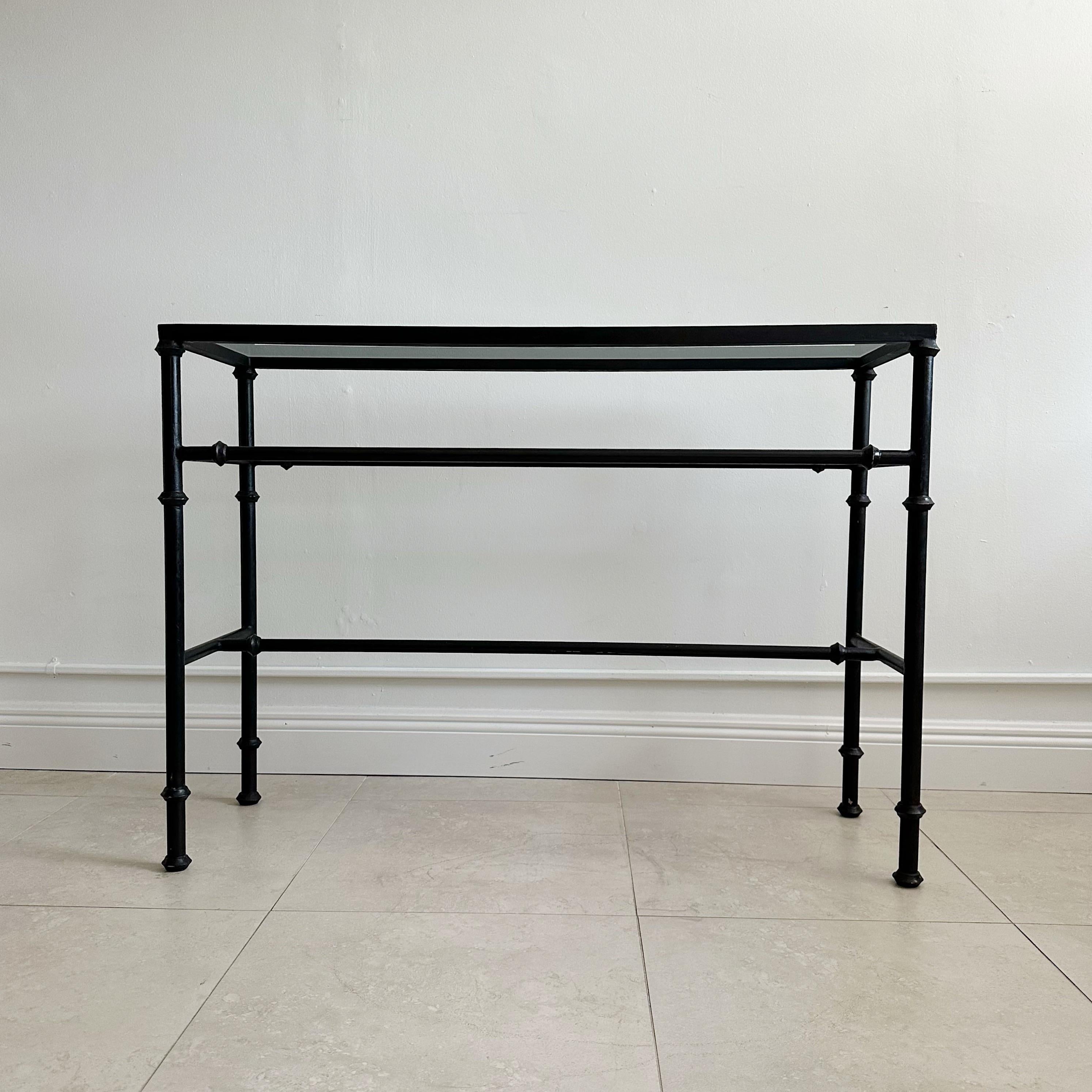 Mid-Century Modern Black Iron Console Table For Sale