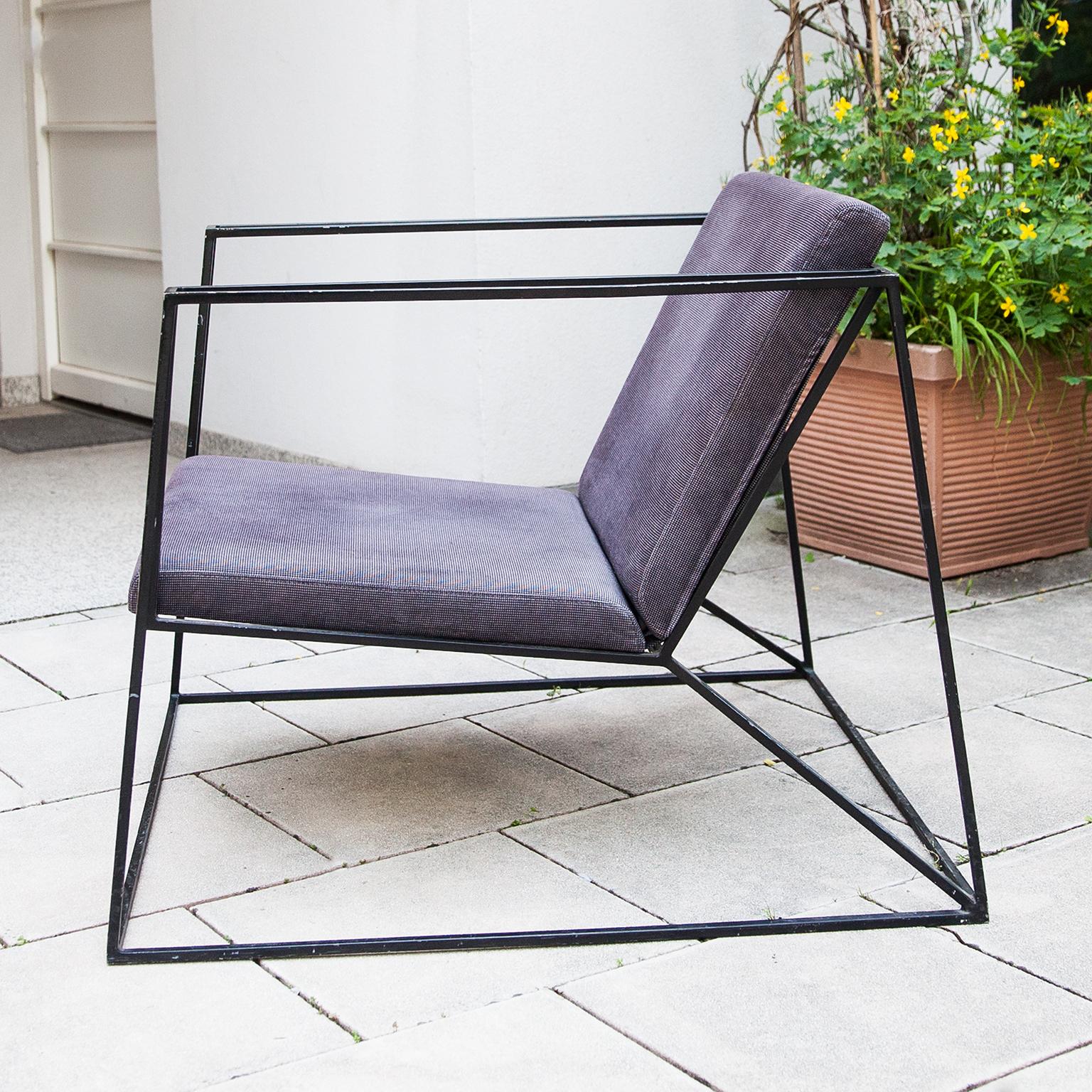 Minimalist Black Iron Cubistic Chair For Sale