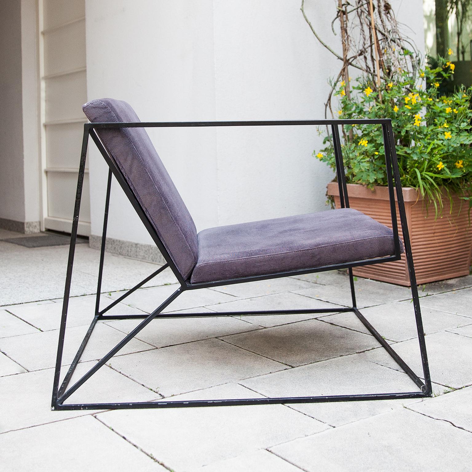 Dutch Black Iron Cubistic Chair For Sale