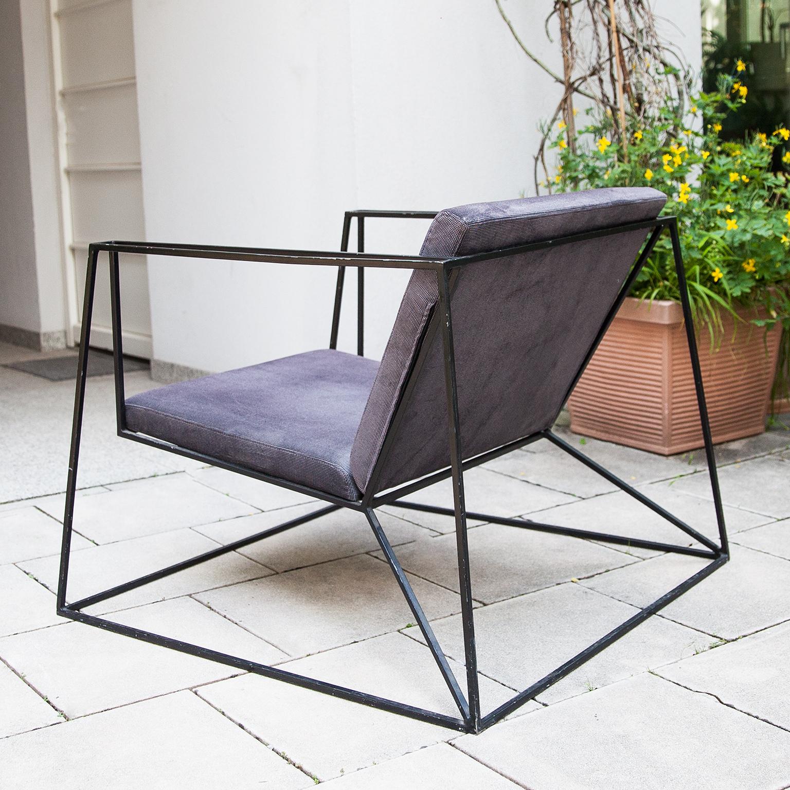 Black Iron Cubistic Chair In Good Condition For Sale In Munich, DE