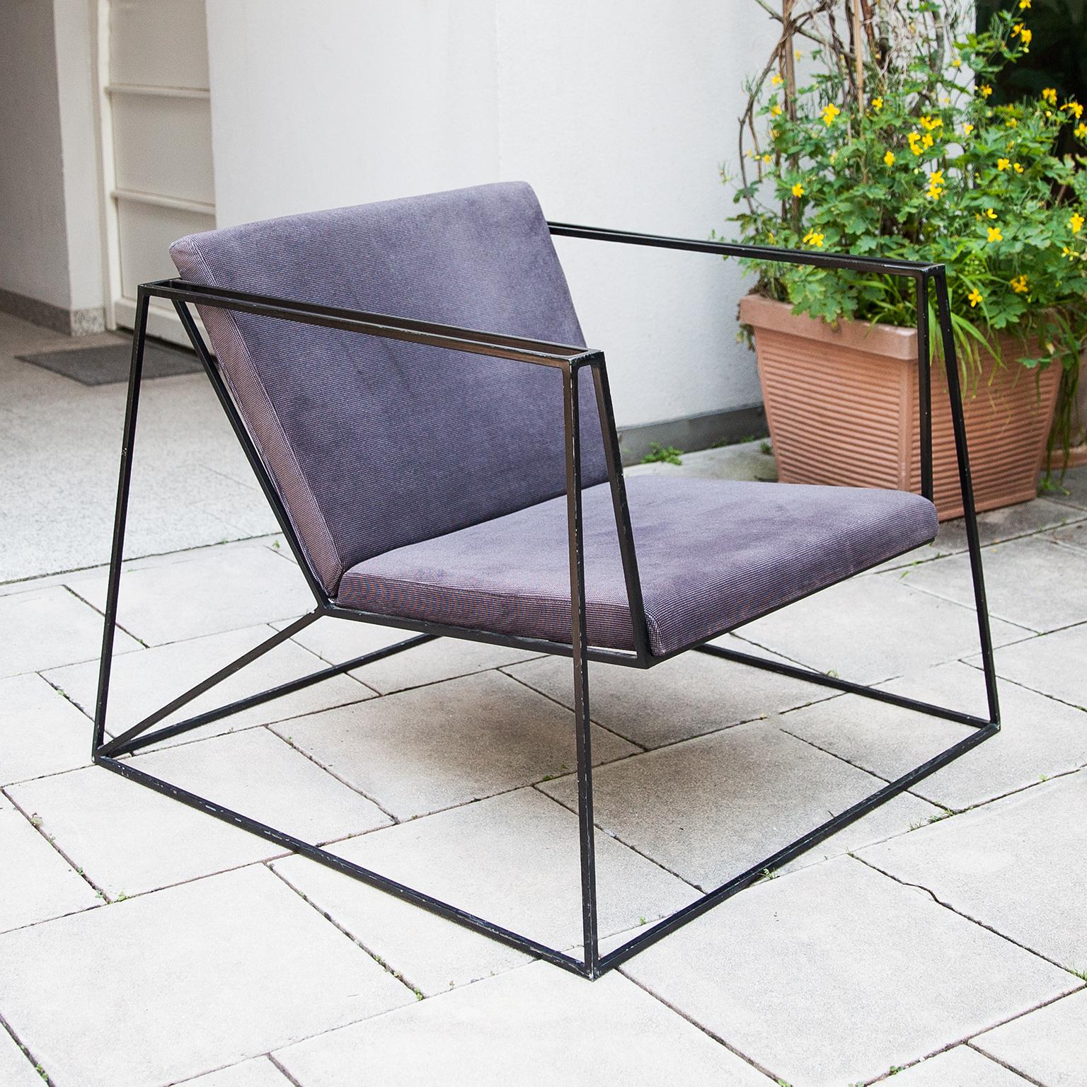 Late 20th Century Black Iron Cubistic Chair For Sale