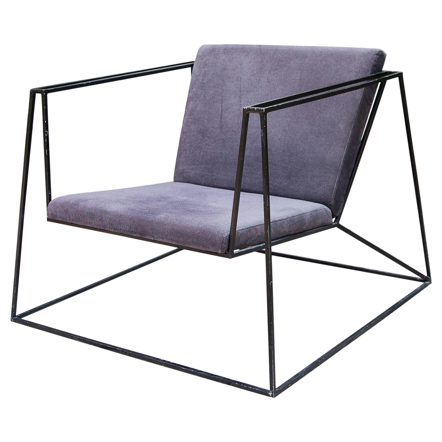 Black Iron Cubistic Chair For Sale