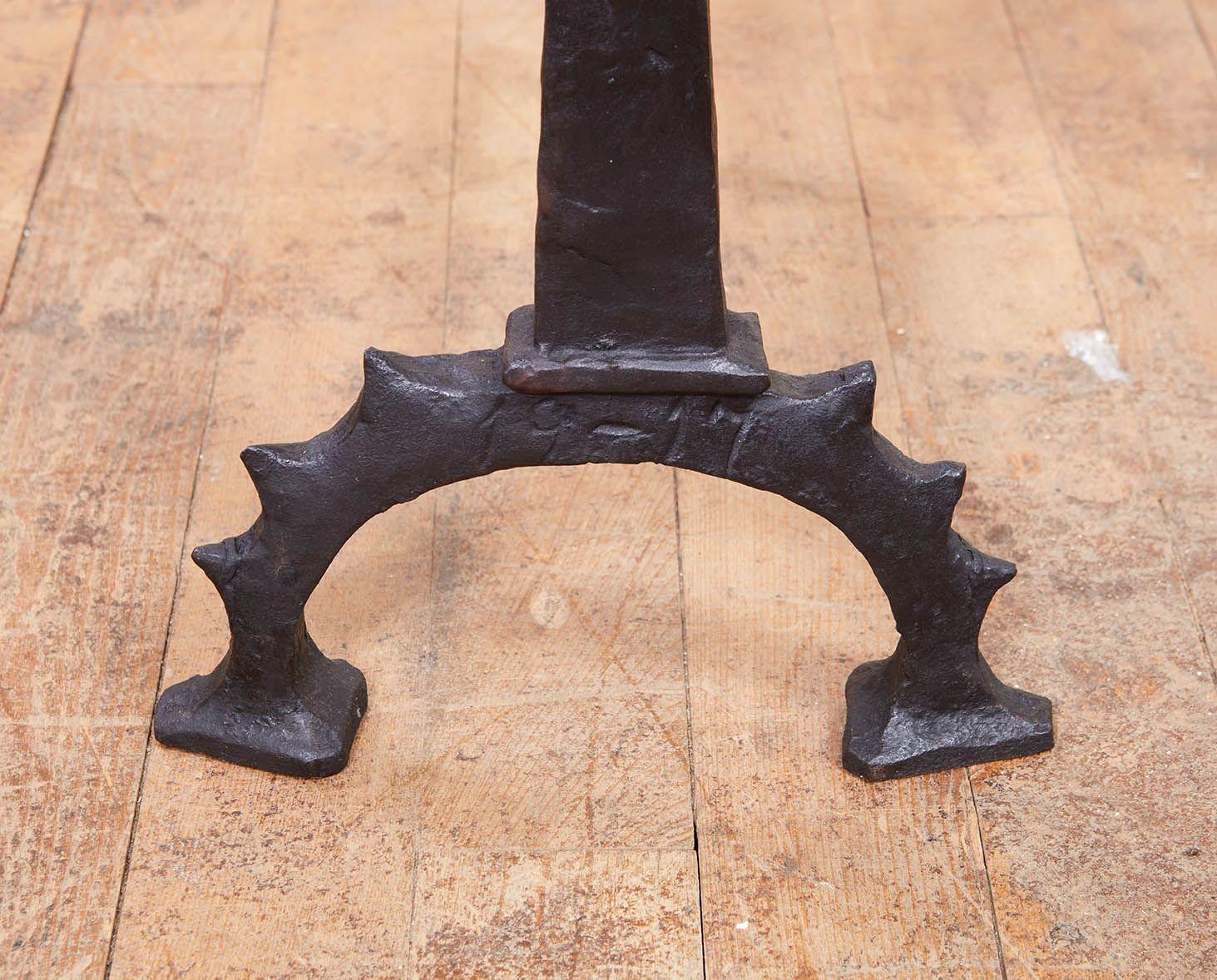 American Black Iron Deco Andirons For Sale
