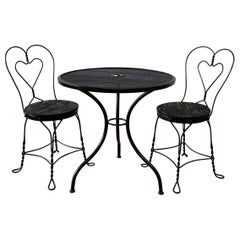 Vintage Black Iron French Patio Outdoor Table and Chairs