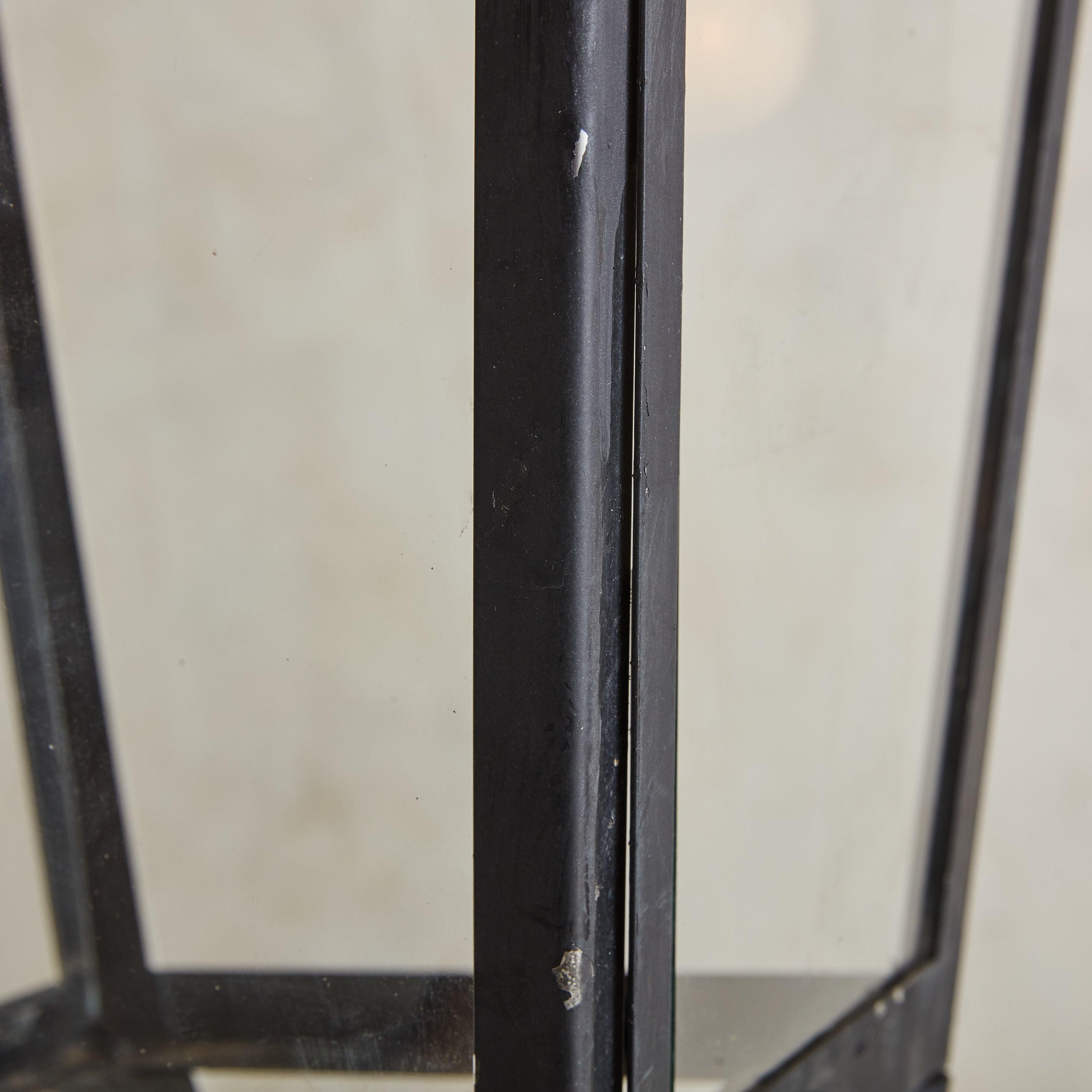 Black Iron + Glass Lantern, France 1960s For Sale 5